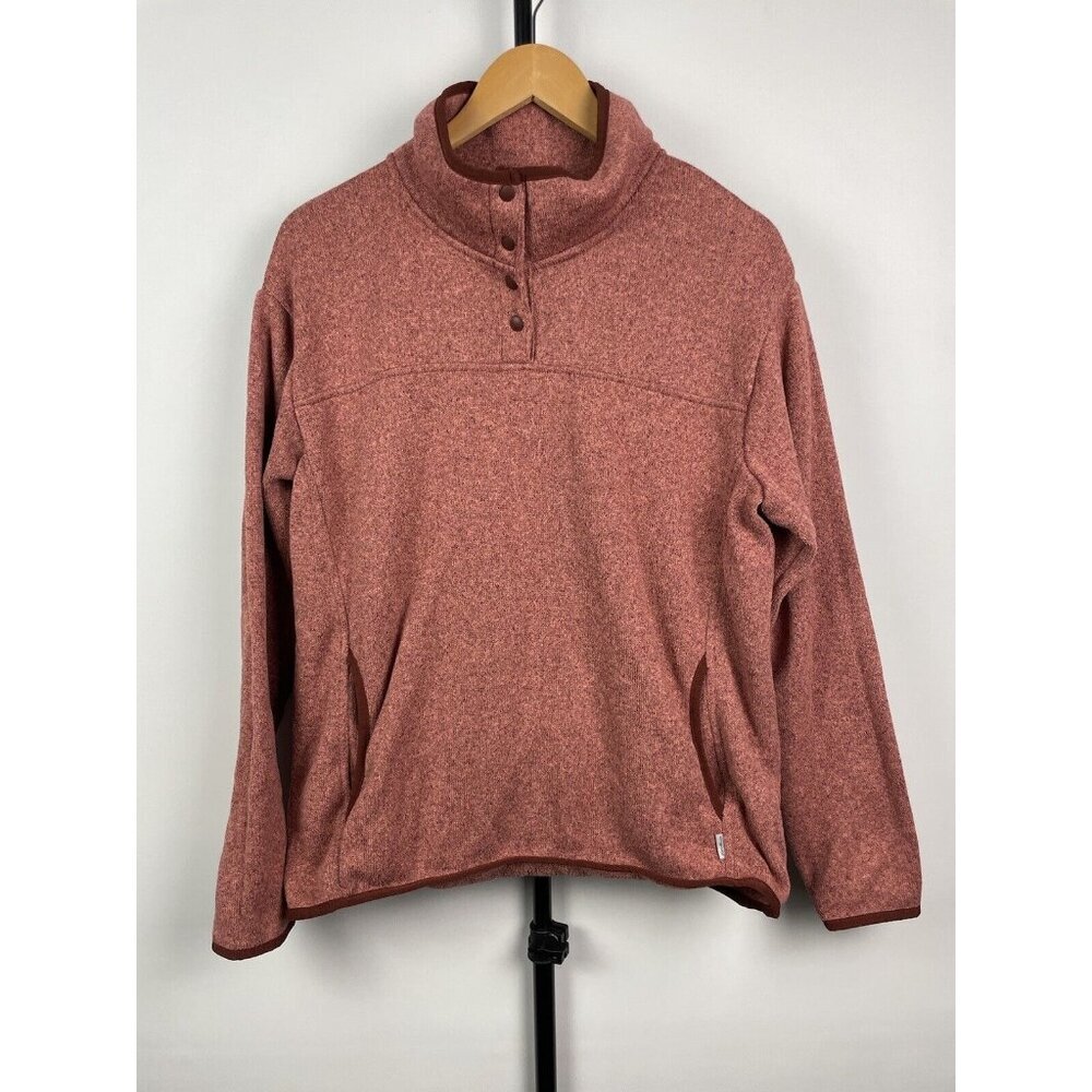 Eddie Bauer Antique Rose Radiator Fleece 2.0 Snap Mock Neck Pullover Sweater XL